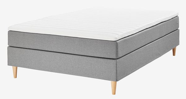 Boxspring postelja 140x200 LEIRKUP siva mehka