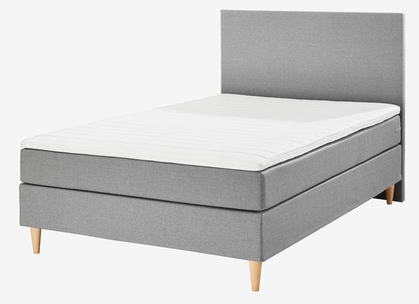 Boxspring postelja 140x200 LEIRKUP siva mehka