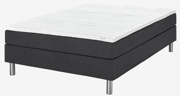 Boxspring postelja 140x200cm TYSSA črna mehka PU