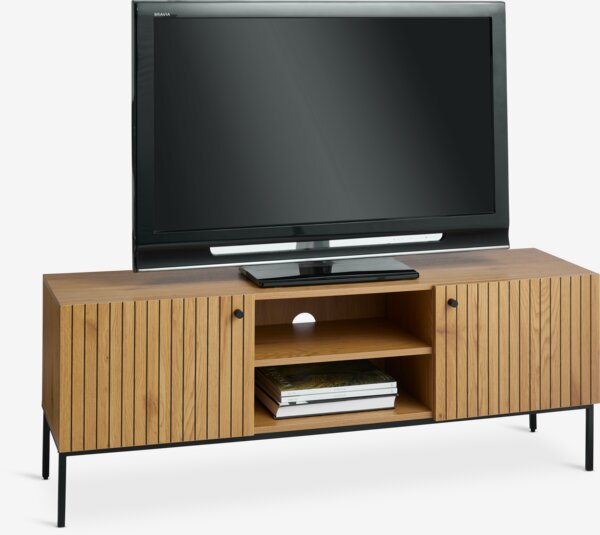 TV-omarica HEMDRUP 2 vrata barva toplega hrasta/črna